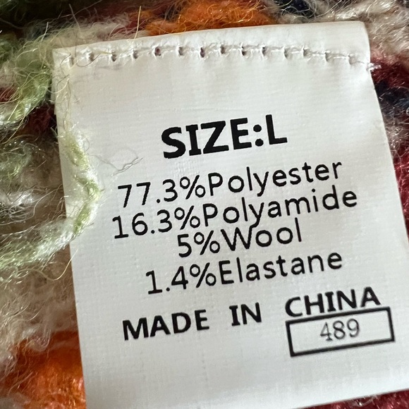 Boho Multicolor Geometric Cardigan Button-Front Cozy Knit Free People–Inspired 2 - Picture 6 of 9